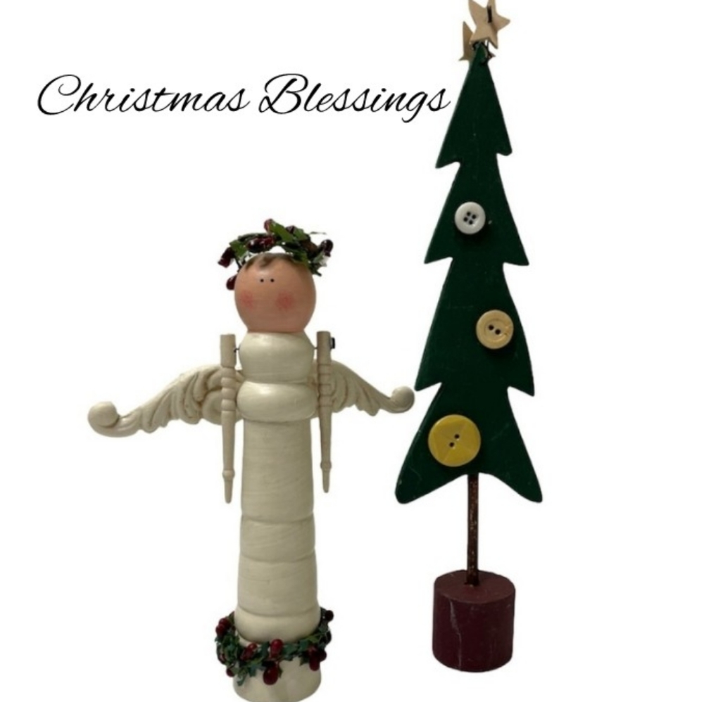 Christmas Blessings Angel Decor Set Handmade Christmas Ornaments Holiday Decor